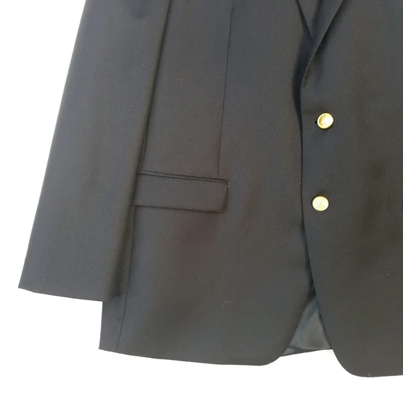 Ralph Lauren Wool Sport Coat Blazer 44R Navy Embossed Gold Buttons Like … - Picture 3 of 16